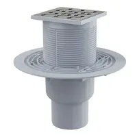 Alcadrain Odtokové kanáliky - Podlahová vpusť priama 11x11 cm, priemer 5/8 cm, vodný zápachový uzáver, nerezová/plast APV202