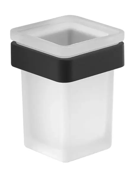 Sapho Gedy Samoa - Pohárik na kefky a pastu s držiakom, matné sklo/matná čierna A81014