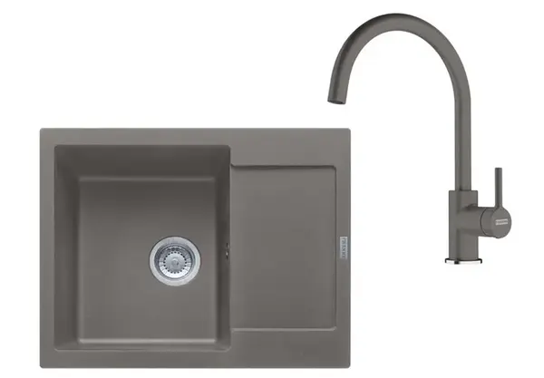 Franke Sety - Kuchyňský set G275ŠK, fragranitový dřez MRG 611-62 a baterie FC 6018.084, šedý kámen 114.0700.793