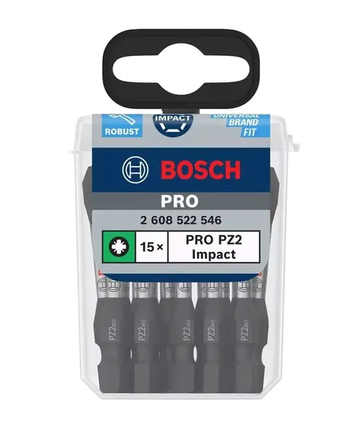 Bosch Príslušenstvo - Súprava bitov PZ2, dĺžka 55 mm, 15 ks 2608522546