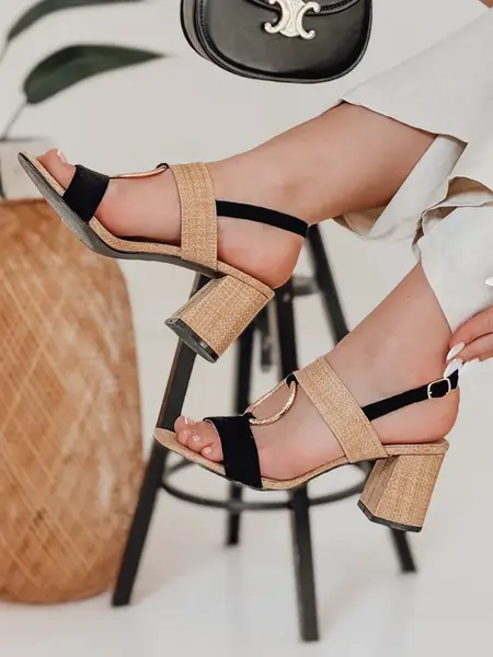 Sandały damskie na słupku ROMELLA czarne Dstreet