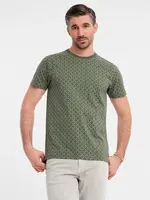 Ombre Men's full print knit shirt - olive