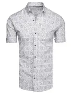 Koszula męska we wzory z krótkim rękawem jasnoszara Dstreet