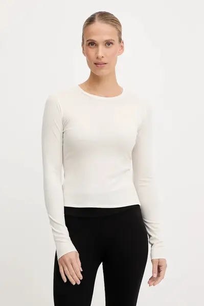 Tréninkové tričko s dlouhým rukávem New Balance dámské, béžová barva, WT53133PEF