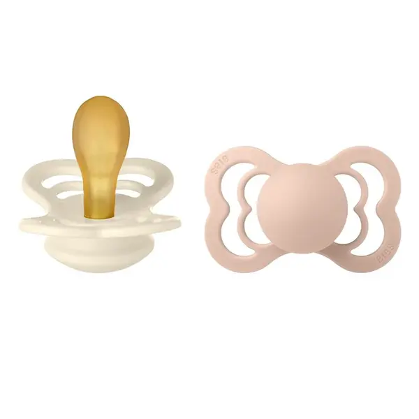 BIBS Supreme symetrické cumlíky z prírodného kaučuku 2ks - veľkosť 2 - Ivory / Blush