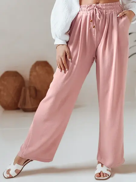 Spodnie damskie casualowe wide leg LOVETRIP różowe Dstreet