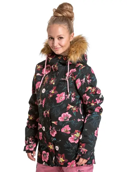 Meatfly dámská SNB & SKI bunda Athena Premium Hibiscus Black | Květy | Velikost XS