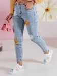 Spodnie damskie jeansowe slim fit w kwiatki FLORENSSO niebieskie Dstreet