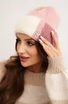 Kesi Dámska čiapka farebná z viskózy s ozdobným gombíkom pudrová ružová + ecru