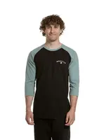 Meatfly pánské tričko s dlouhým rukávem Kennedy Raglan Dusty Mint / Black | Černá | Velikost XL | 100% bavlna