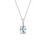 Náhrdelník z bílého zlata s diamanty a akvamarínem KLENOTA