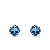 Náušnice pecky s London topazy v bílém zlatě KLENOTA