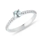 Zlatý prsteň s diamantmi a akvamarínom KLENOTA