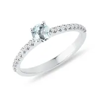 Zlatý prsteň s diamantmi a akvamarínom KLENOTA