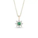 Zlatý náhrdelník s kvietkom zo smaragdu a diamantov KLENOTA