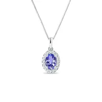 Prívesok z bieleho zlata s tanzanitom a diamantmi KLENOTA