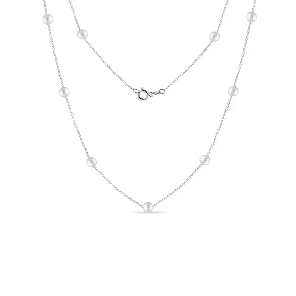Náhrdelník z bieleho zlata so sladkovodnými perlami KLENOTA