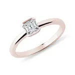 Zásnubný prsteň z ružového zlata s asscher diamantom KLENOTA