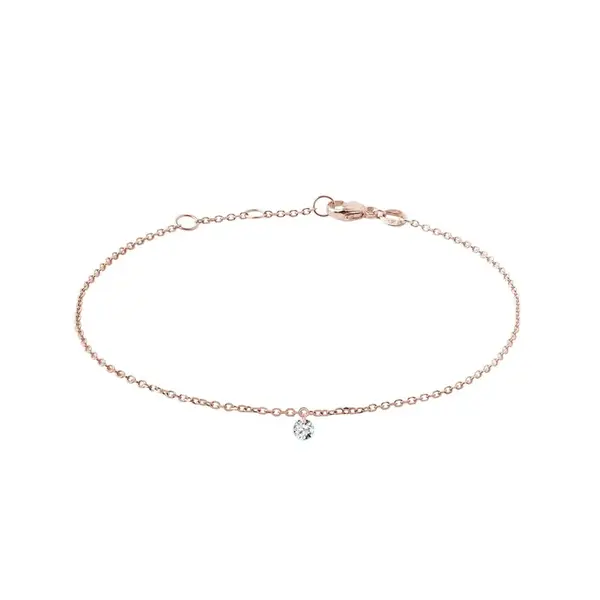 Náramek s provrtaným lab grown diamantem v růžovém zlatě KLENOTA