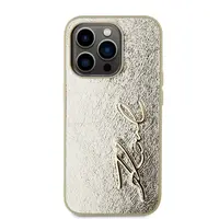 Zadní kryt Karl Lagerfeld Wrinkled PU Signature Logo pro Apple iPhone 15 Pro Max, zlatá