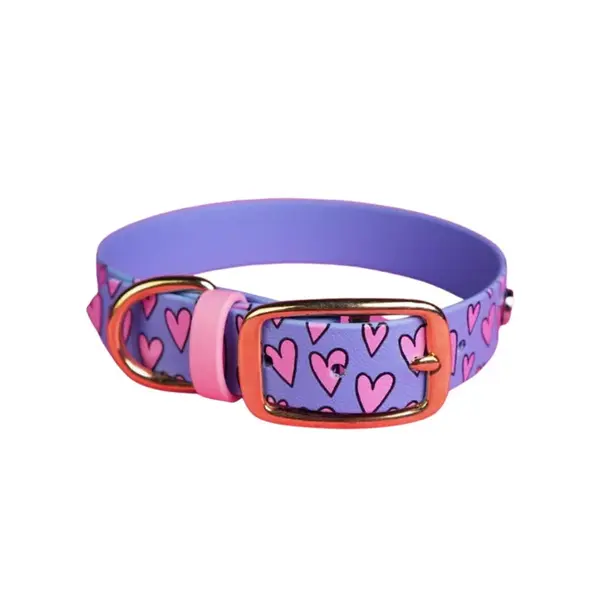 Bura Obojek modro-levandulový srdce | Obojek pro psy - XXS