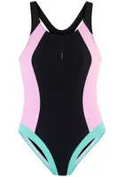 LASCANA ACTIVE Športové jednodielne plavky  svetlozelená / ružová / čierna