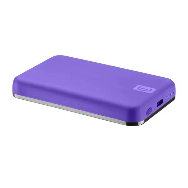 Powerbanka Cellularline MAG 5000 s bezdrátovým nabíjením a podporou Magsafe, 5000 mAh, fialová