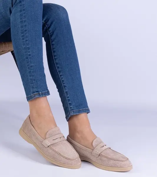 Gemre Brown classic perforated eco-suede loafers Presito