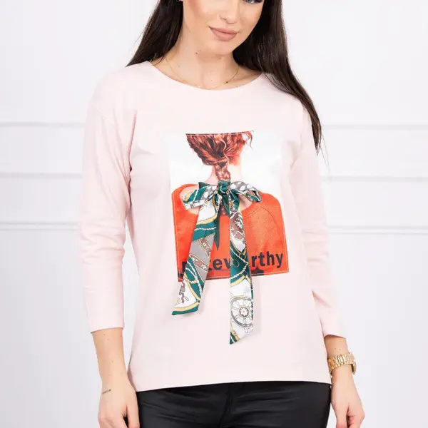 Blouse with 3D graphics Remarkable powder pink