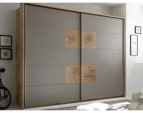 Šatníková skriňa Capri, dub wotan/šedá%