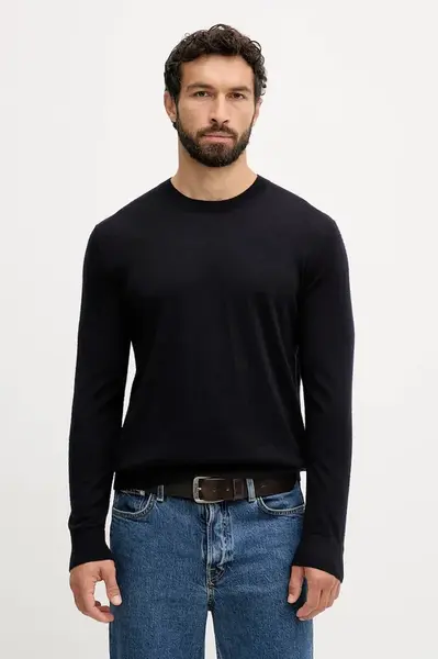 Vlněný svetr United Colors of Benetton pánský, tmavomodrá barva, 11AHU1056