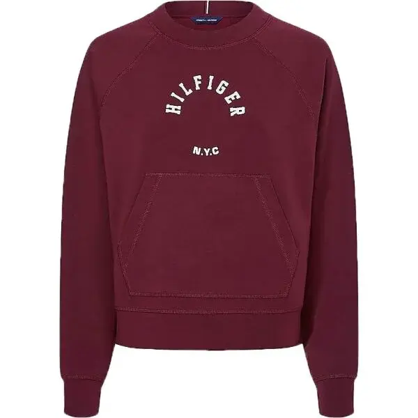 Tommy Hilfiger RLX SUEDED MODAL C-NK SWEATSHIRT Dámska mikina, vínová, veľkosť