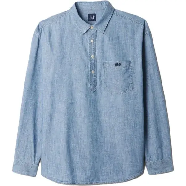 GAP DENIM LOGO Pánska košeľa, svetlomodrá, veľkosť