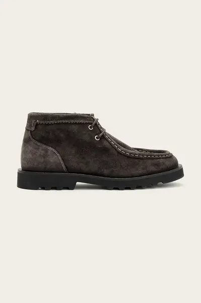 Semišové polobotky AllSaints SKIFF SUEDE BOOT pánské, šedá barva, M015FC