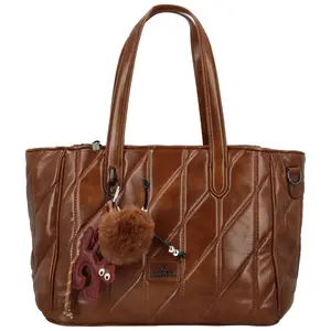 Trendy dámská koženková kabelka na rameno Coveri Mauria, hnědá