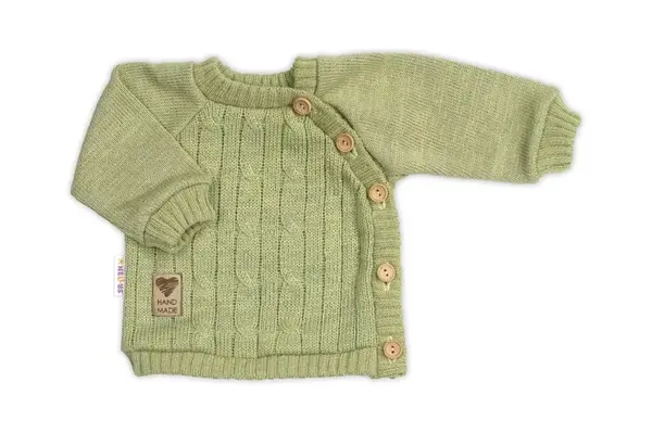 Rastúci pletený svetrík a nohavice s vreckom Hand Made 2D, Nature - olivová