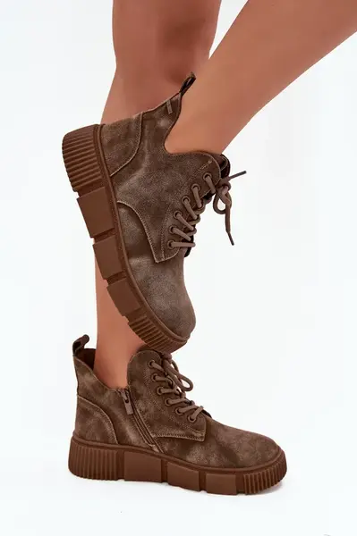 BIG STAR SHOES Semišové nízke dámske členkové topánky na platforme Big Star