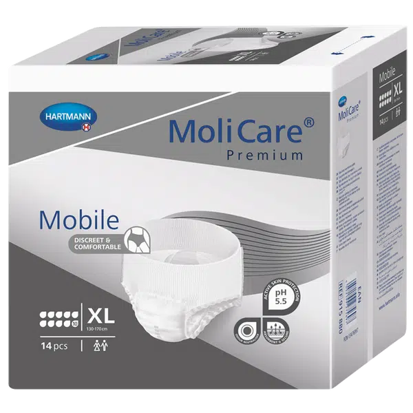 Molicare Mobile navlékací kalhotky 10 kapek XL boky 130-170cm 2757ml 14ks