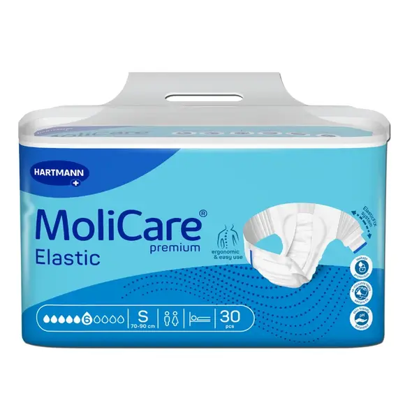 Kalhotky zalepovací Molicare Elastic 6 kapek S boky 70-90cm 1667ml 30ks
