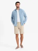 Ombre Men's structural knit SLIM FIT shorts - sand