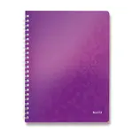 Kroužkový blok Leitz Wow A4, linkovaný, 80 listů - fialový