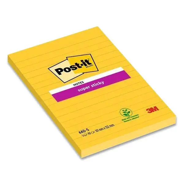 Silně lepicí bloček 3M Post-it 660 Super Sticky - 102×152 mm, 90 l.