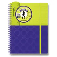 Spirálový blok s kapsou FolderMate Plus A5,80 listů, linkovaný - žluto/fialový