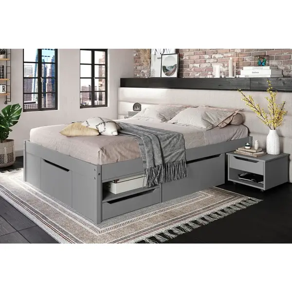 MID.YOU POSTEL S ÚLOŽNÝM PROSTOREM, 140/200 cm, šedá