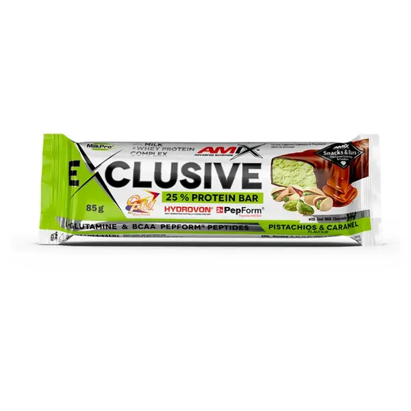 AMIX Exclusive protein bar pistácie a karamel 85 g