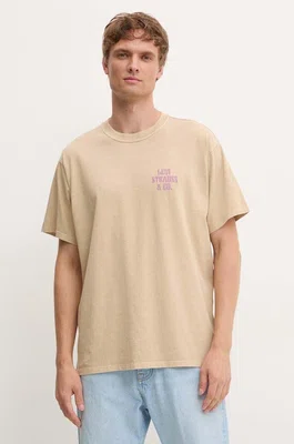 Bavlněné tričko Levi's béžová barva, s potiskem, 87373