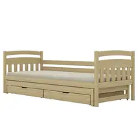 Postel Dawid přistýlka + zásuvky 80x160 přírodní, lakovaná