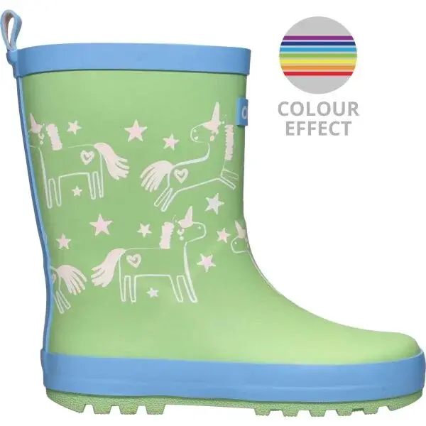 AQUOS RAINBOW COLOUR EFFECT Dětské holínky, světle zelená, velikost