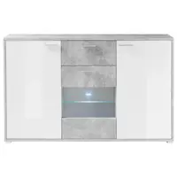 ŠIROKÁ KOMODA, šedá, bílá, 180/112/37 cm