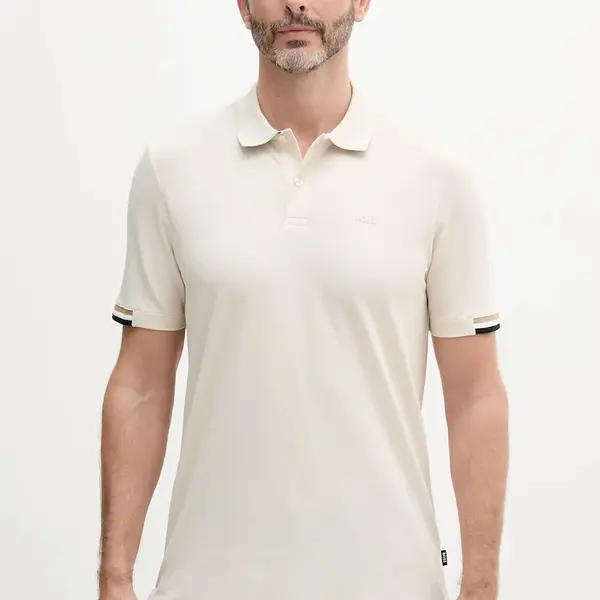 Bavlněné polo tričko BOSS Parlay 147 bílá barva